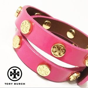 Tory Burch Pink With Gold Studs Wrap bracelet